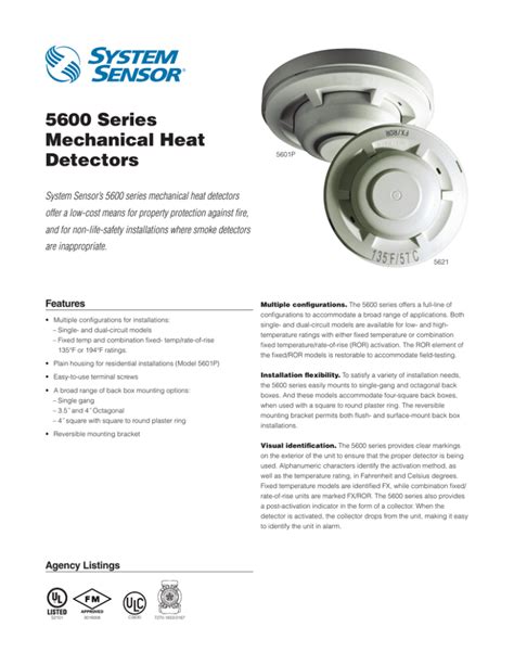 heat detectors metal mounting bracket|Mechanical Heat Detectors Kingfisher Company, inc..